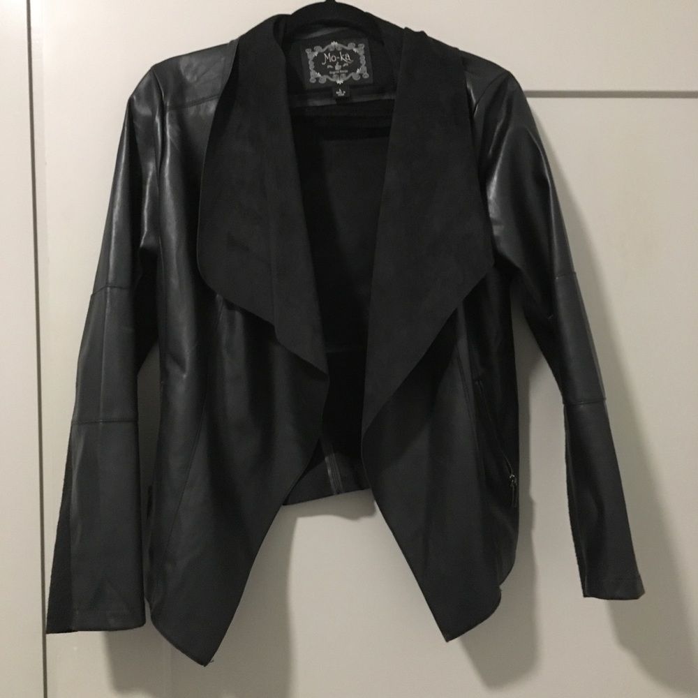 Suede draped leather jacket